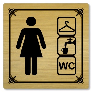 Šatna ženy, wc, 100x100mm, zlatá, Nebraska